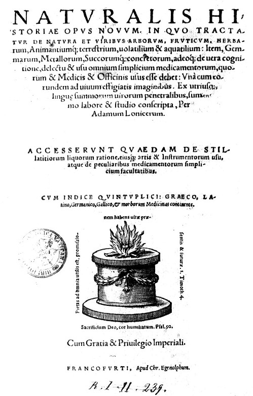 Lonitzer Adam Lonicerus Adamus